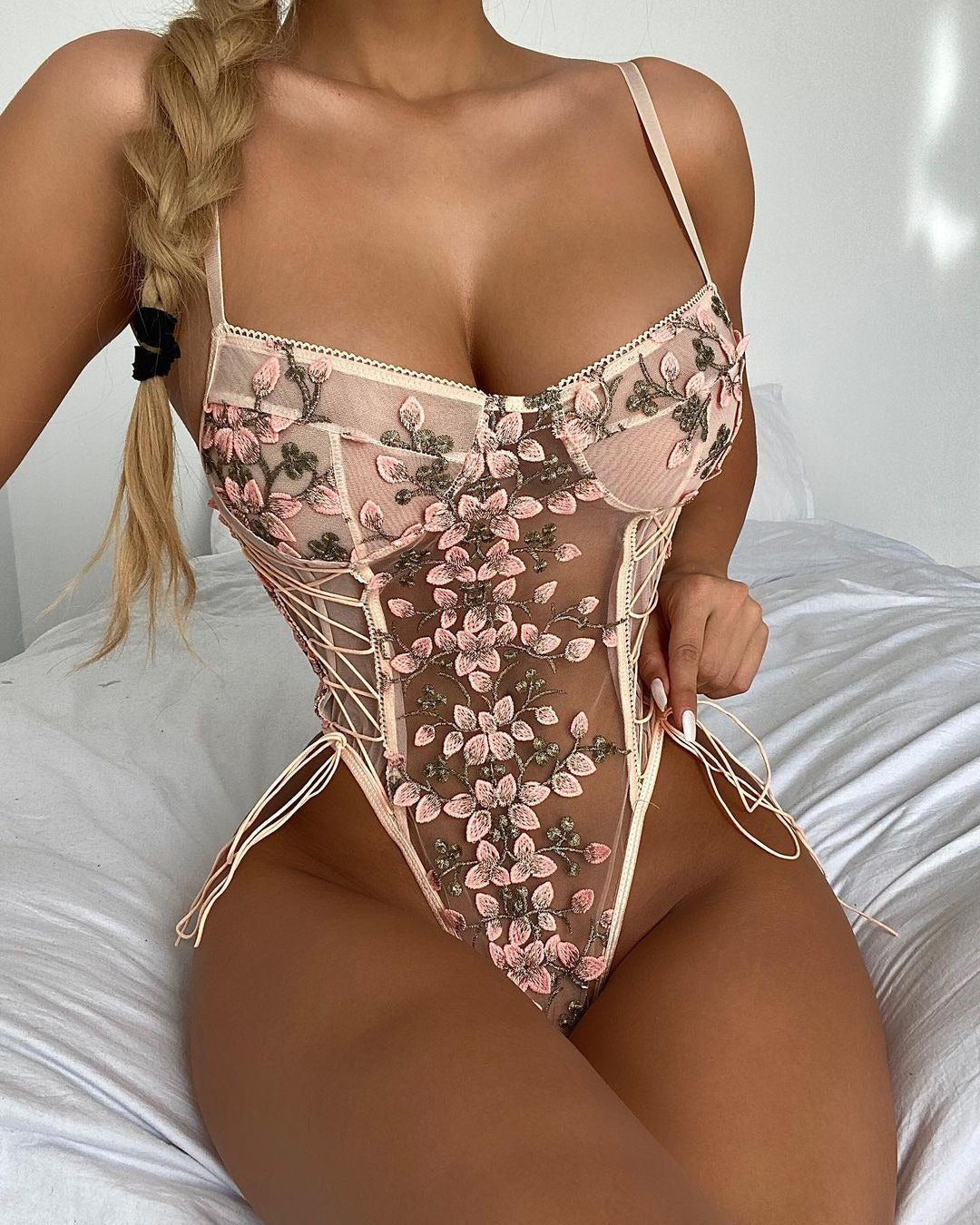 Petals & Lace Corset Bodysuit🌸💋