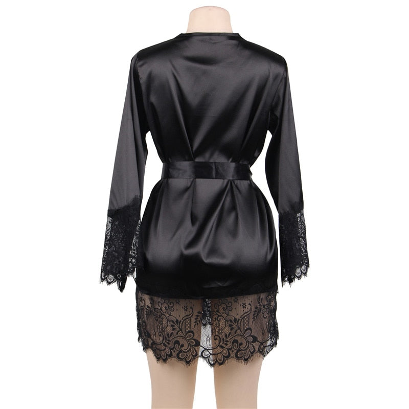 Timeless Grace: Satin & Lace Kimono Robe ππ