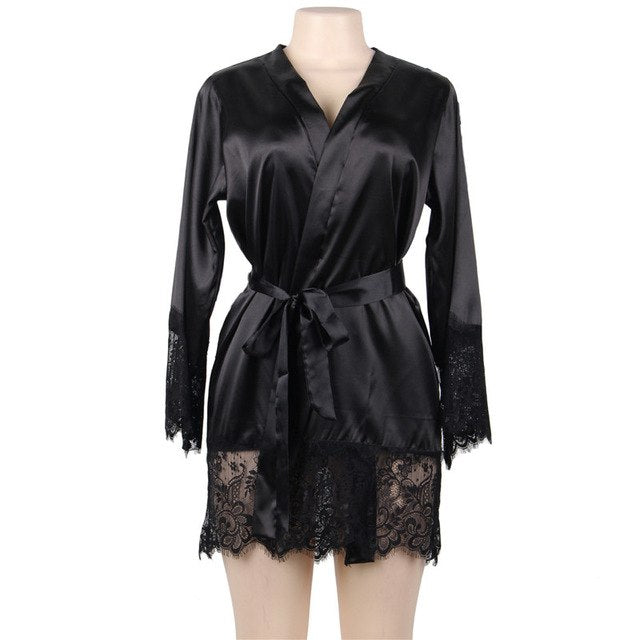 Timeless Grace: Satin & Lace Kimono Robe ππ