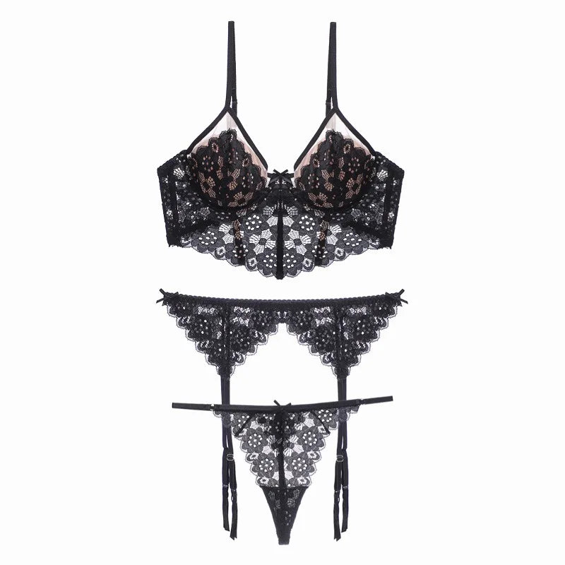 Parisian Allure: 3-Piece French Lingerie Set