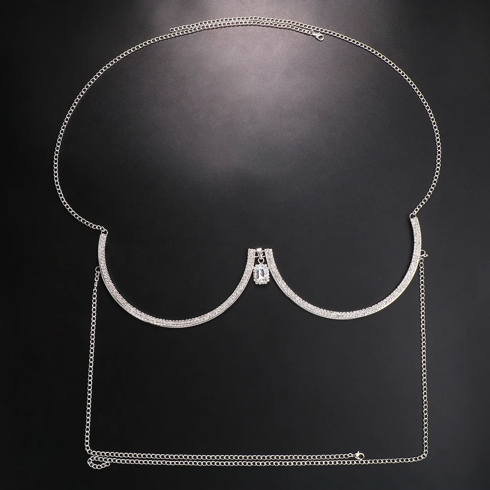 Square Crystal Pendant Bra Jewelry