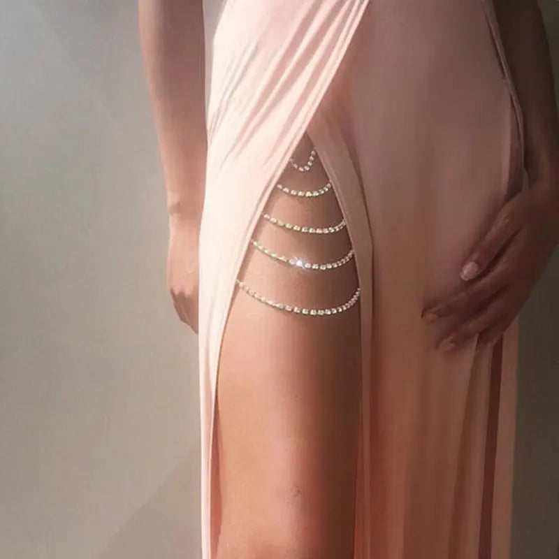 Reigning Diamond Queen: Multilayered Rhinestone Thigh Charm