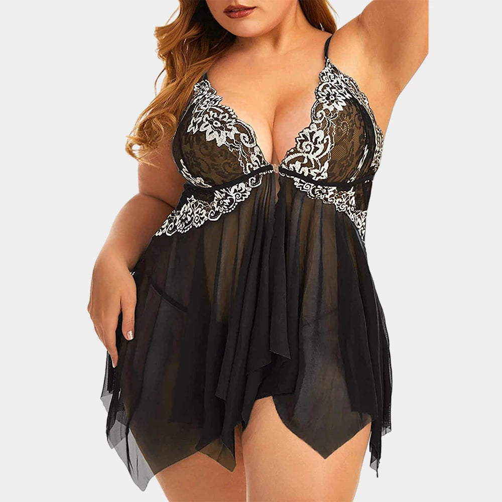 Enchanted Allure: Plus Size Sheer Nighty