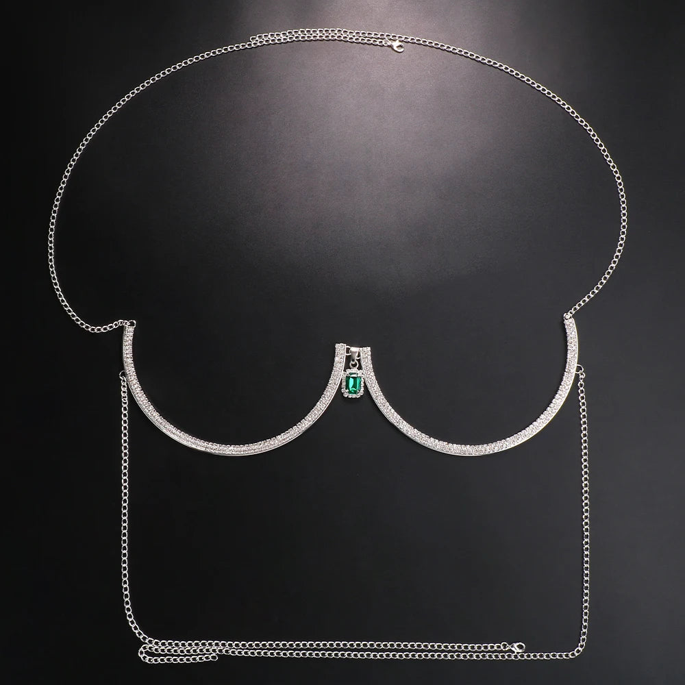 Square Crystal Pendant Bra Jewelry