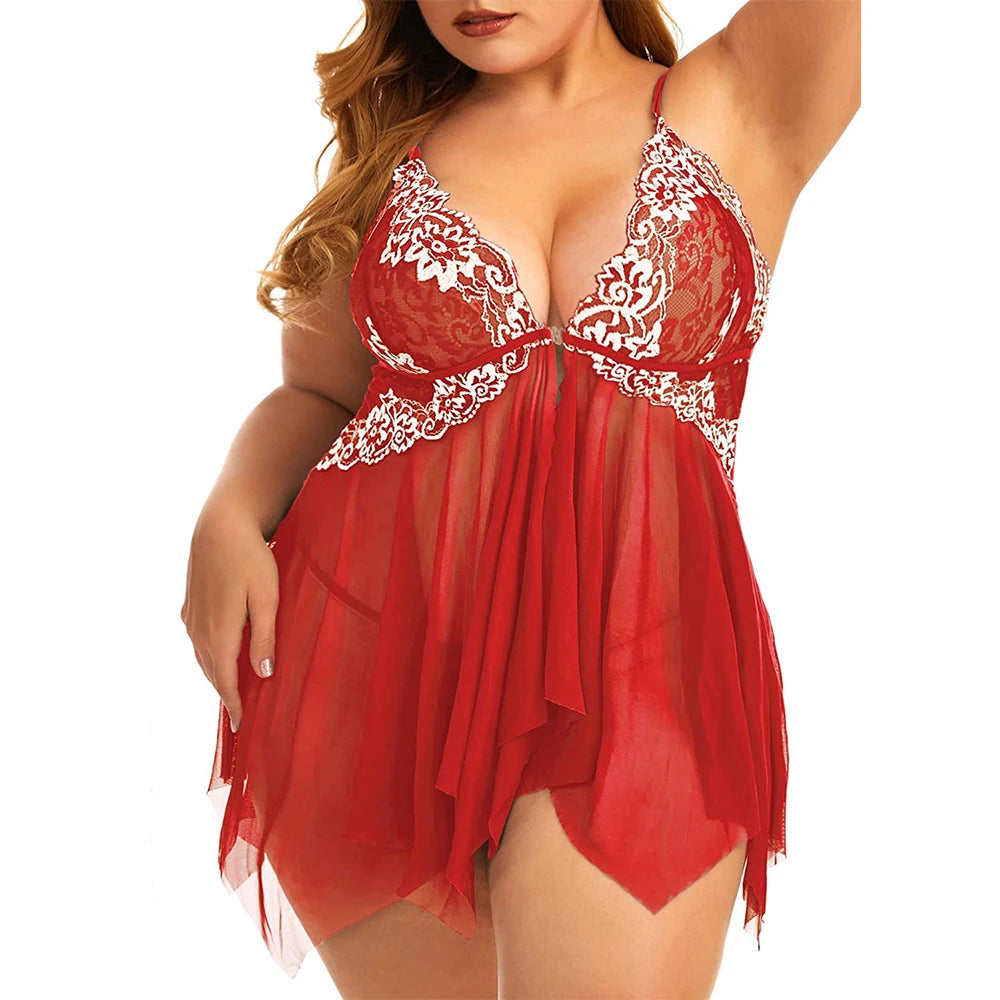 Enchanted Allure: Plus Size Sheer Nighty
