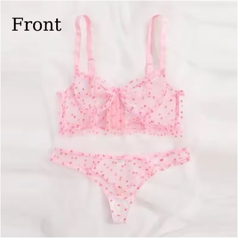 Sweetheart Bliss: Baby Pink Valentine Lingerie Set