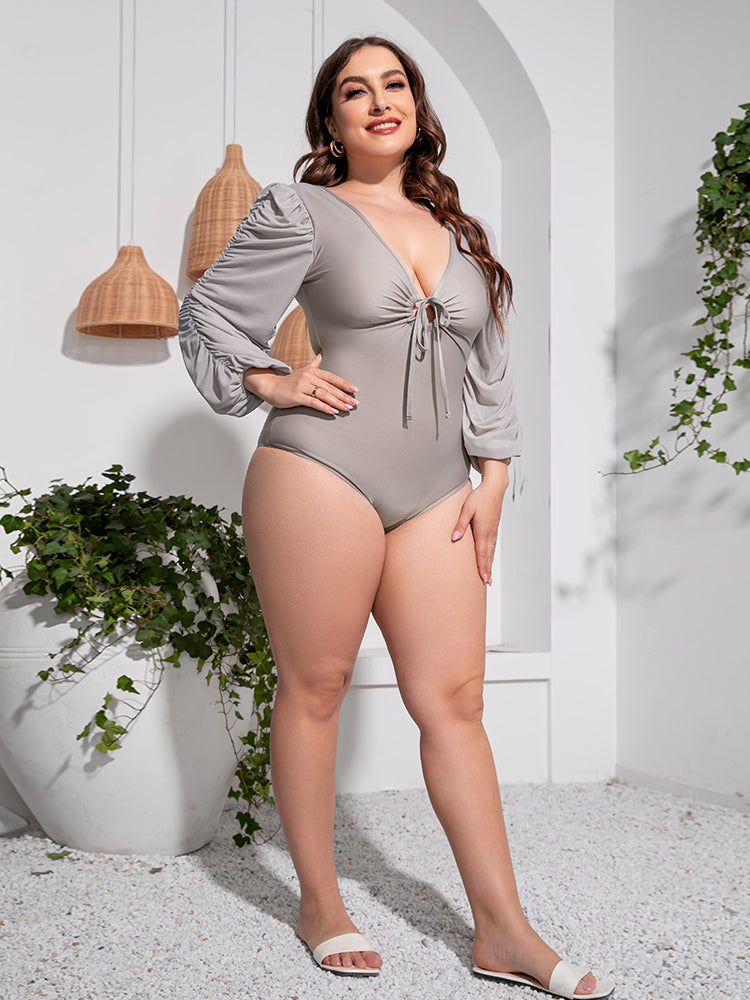 Siren's Call: Plus Size Luxury Balloon Sleeve One-Piece Swimsuit