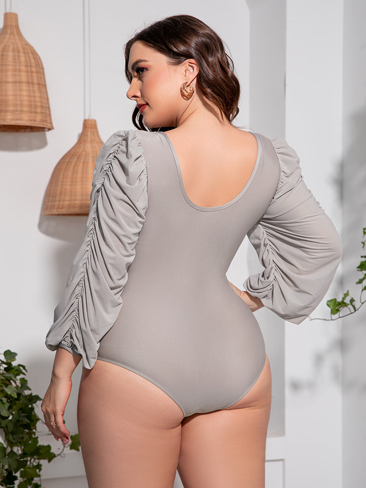 Siren's Call: Plus Size Luxury Balloon Sleeve One-Piece Swimsuit