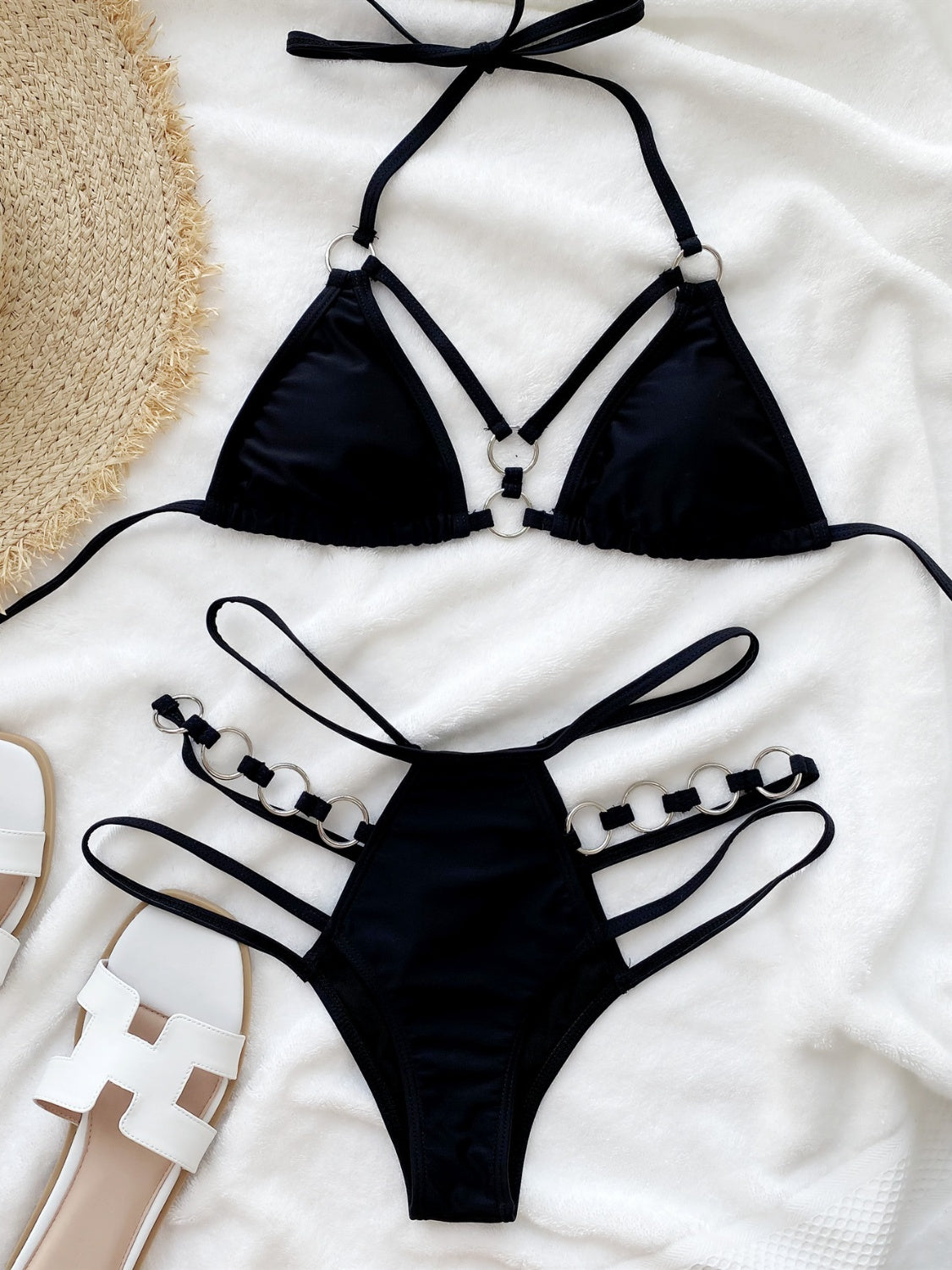 All Eyes on You: The Cutout Halter Bikini with Thigh Straps That Sizzles