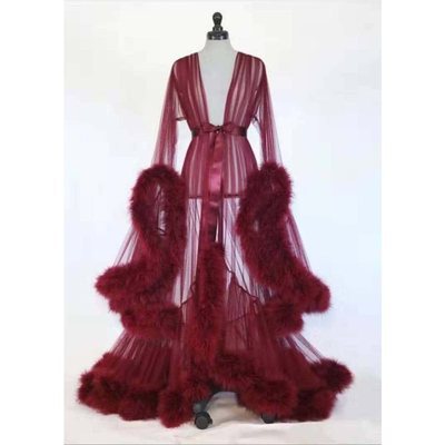 Exquisite Chiffon  Enchantment: The Chic Hollywood Diva Feathered  Robe