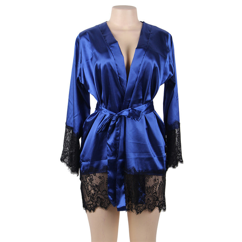 Timeless Grace: Satin & Lace Kimono Robe