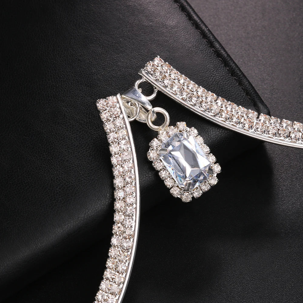 Square Crystal Pendant  Bra Jewelry