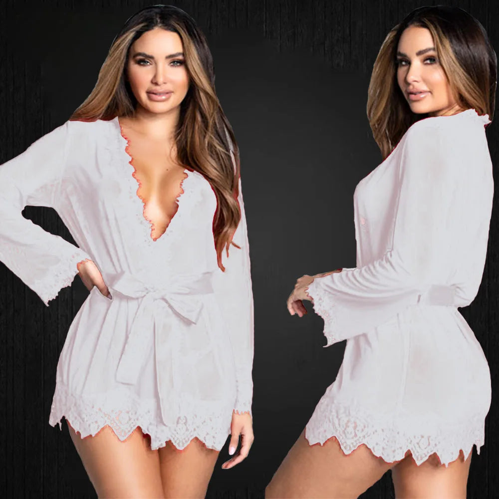 Lace Trim Robe