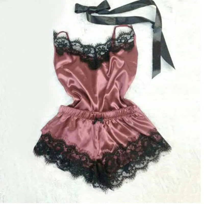 Love in Lace: Satin Romper for a Night of Romance and Desire (3pc.)