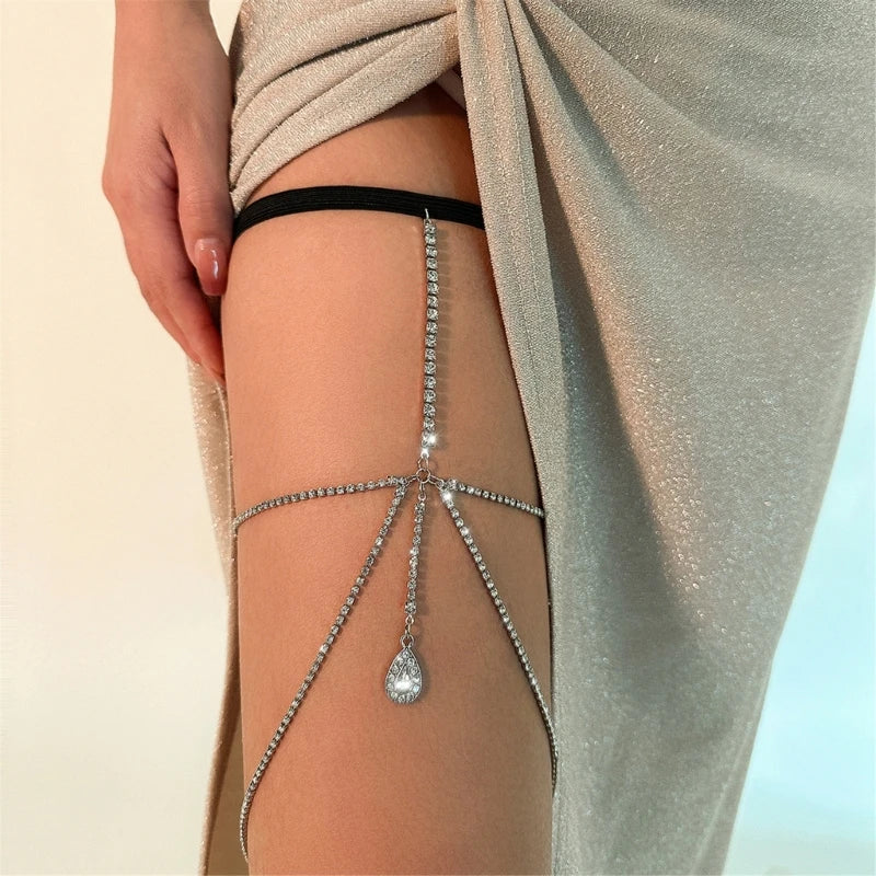 Heartfelt Desire: Romantic Tear Drop Stone Thigh Charm