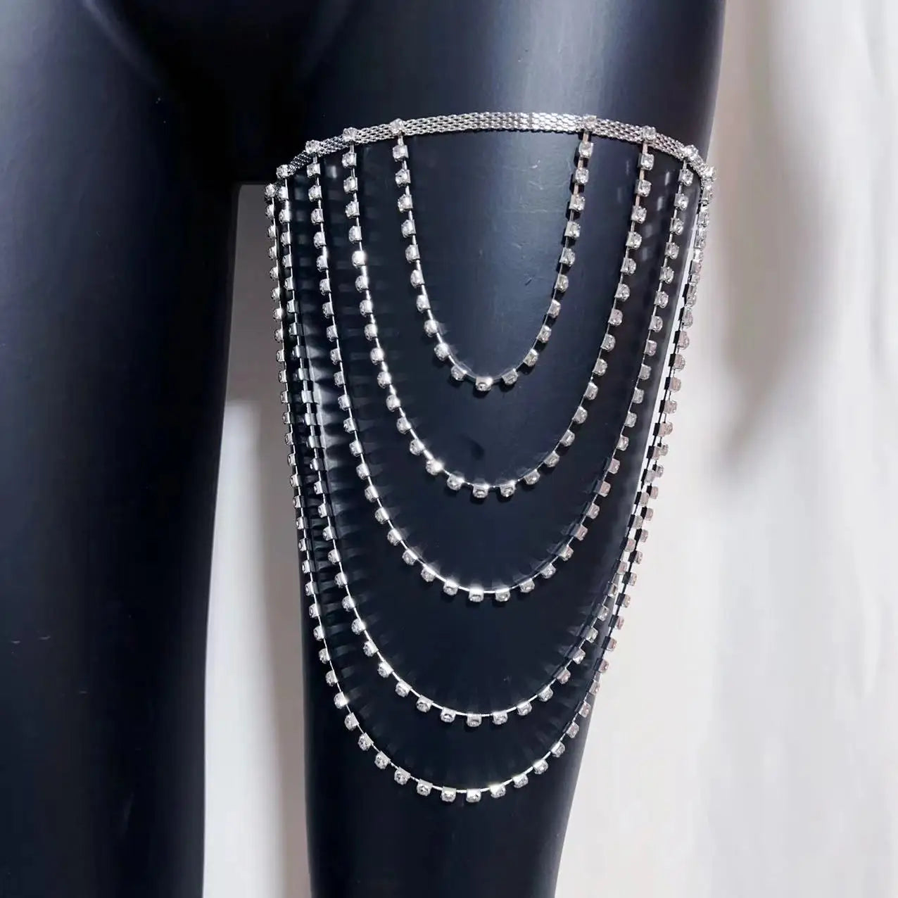 Reigning Diamond Queen: Multilayered Rhinestone Thigh Charm