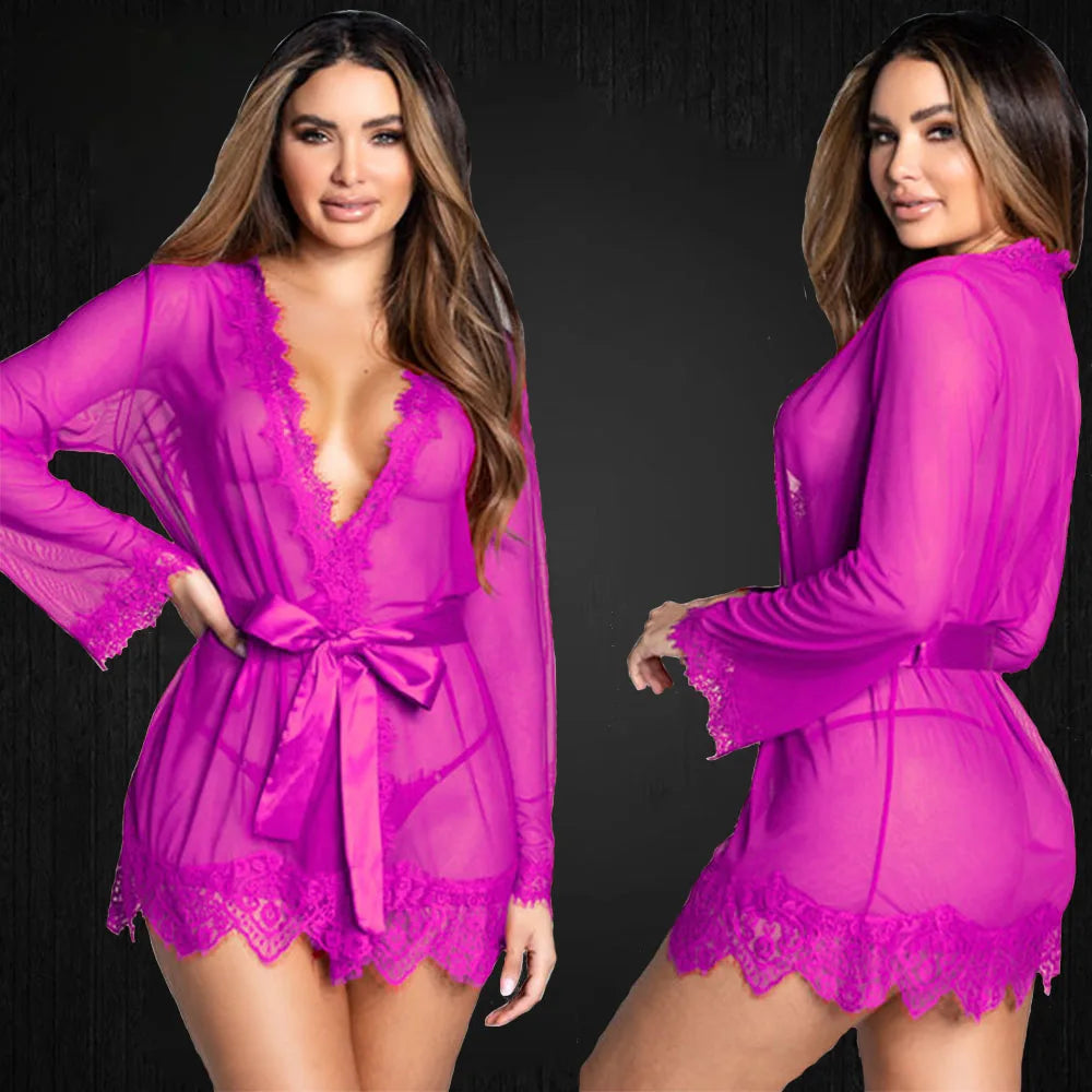 Lace Trim Robe