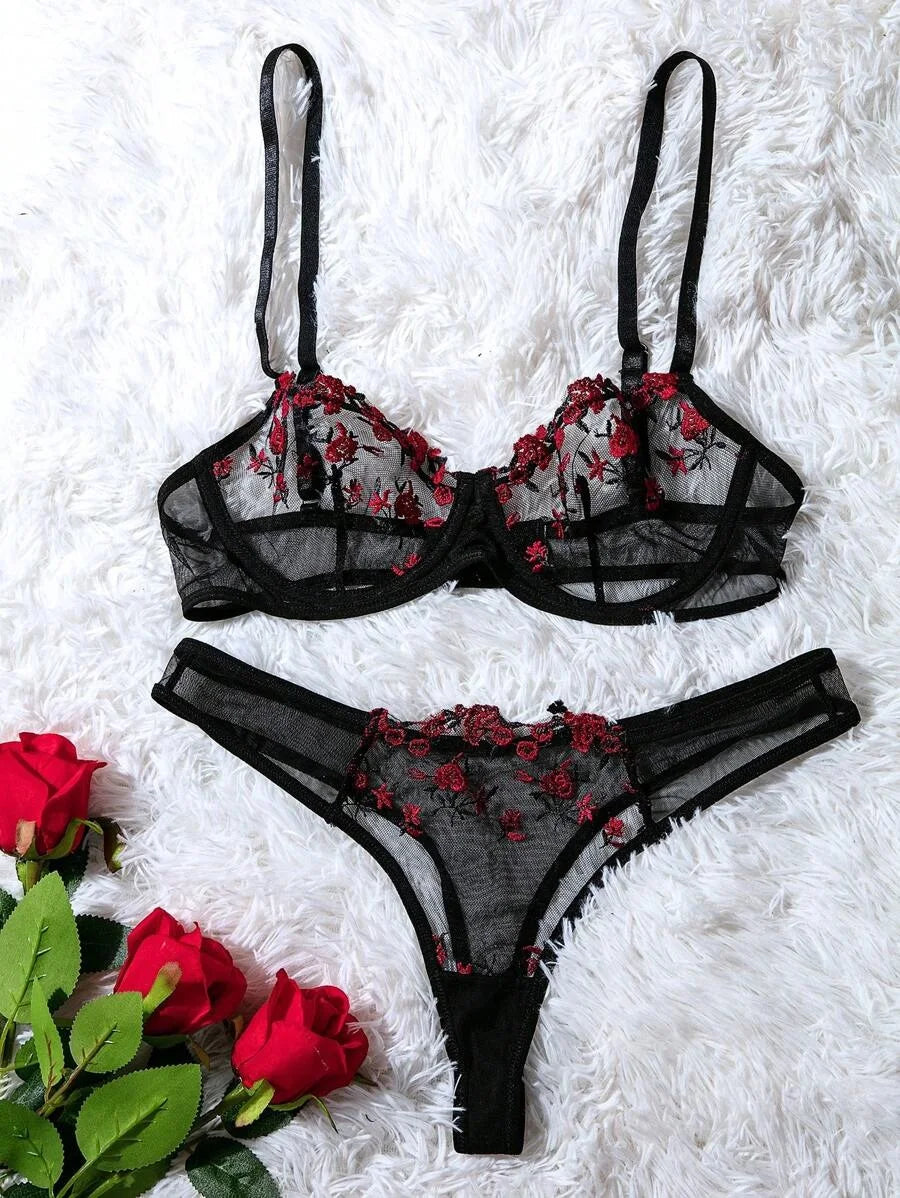 Floral Temptation: Embroidery Bralette Set ❤🌻