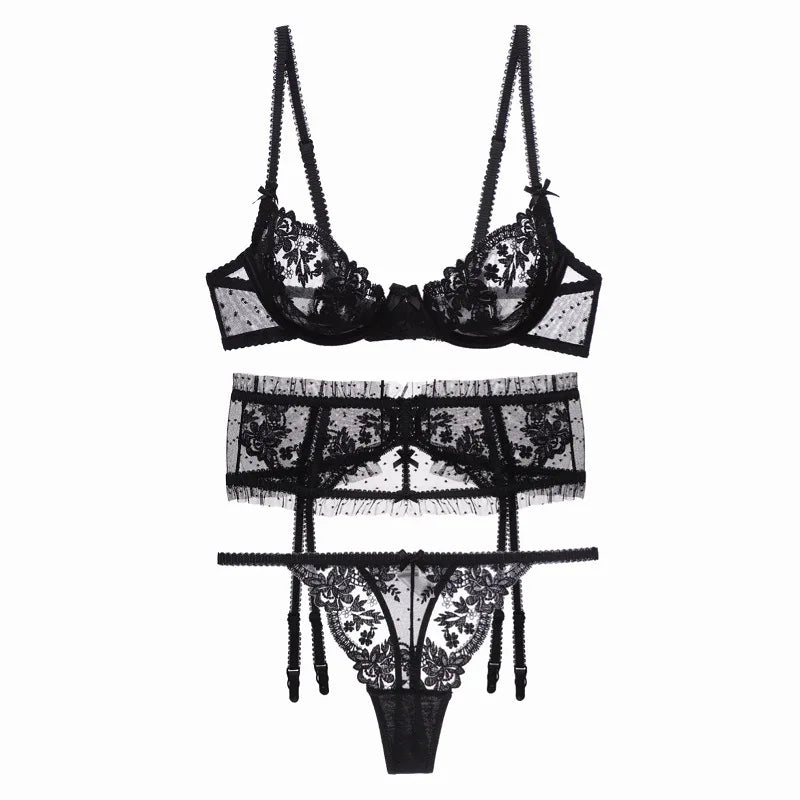 Parisian Allure: 3-Piece French Lingerie Set