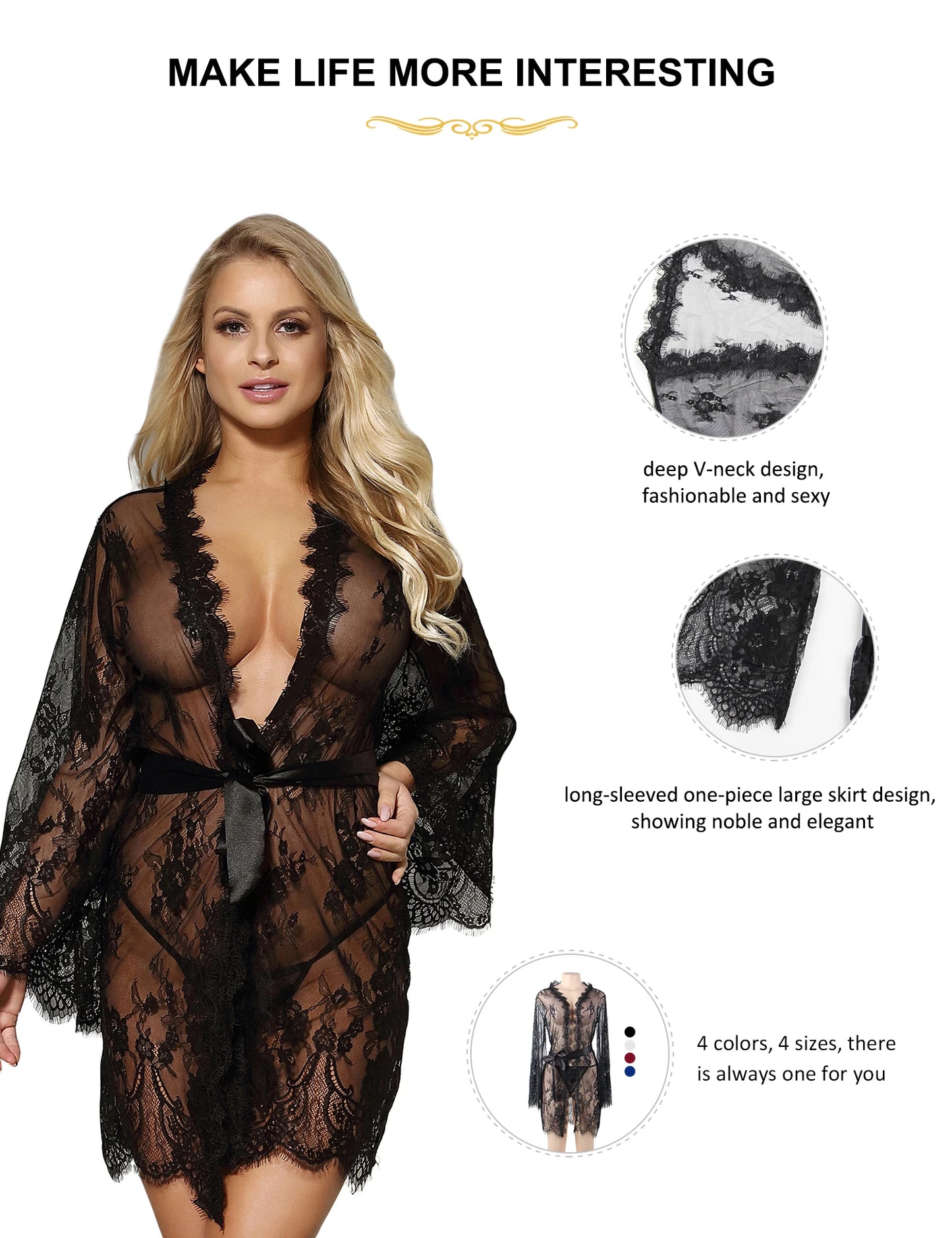 Enchanted Desire: Plus Size Babydoll Lace Robe