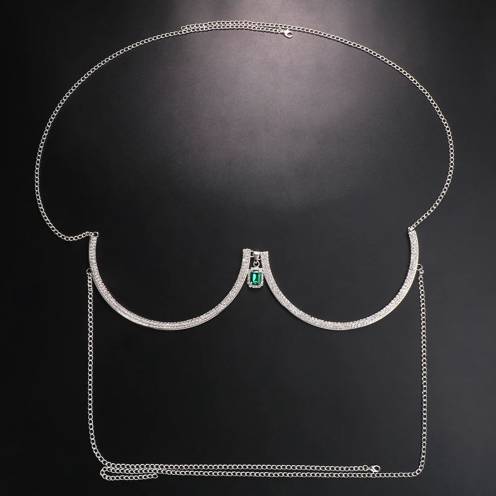 Square Crystal Pendant  Bra Jewelry