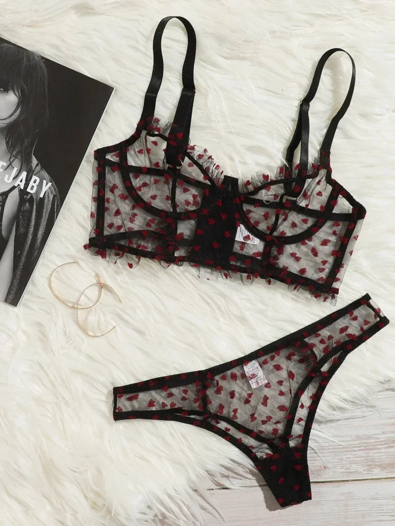 Love Spark: Baby Red Heart Valentine Lingerie Set